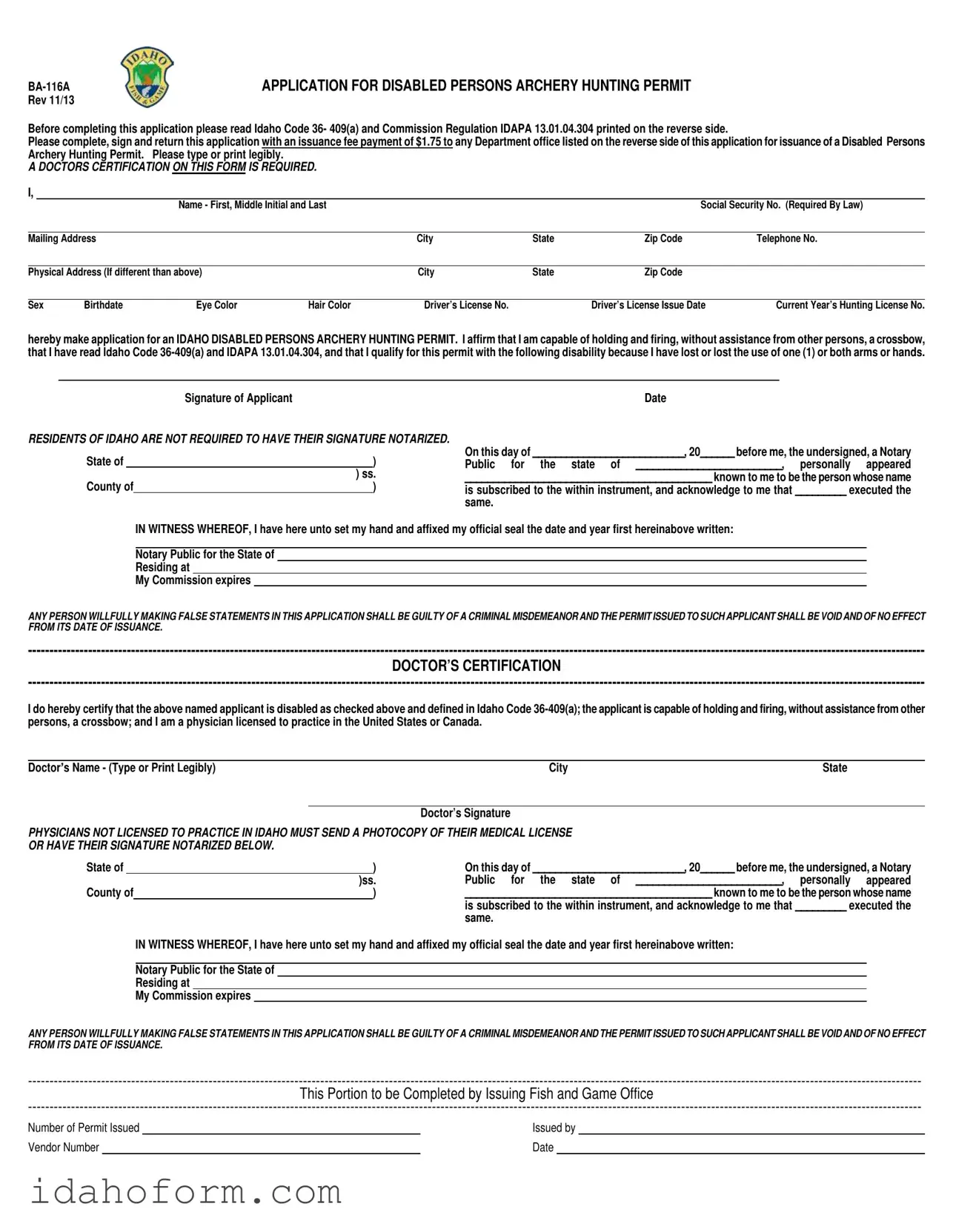 Fillable Ba 116A Template