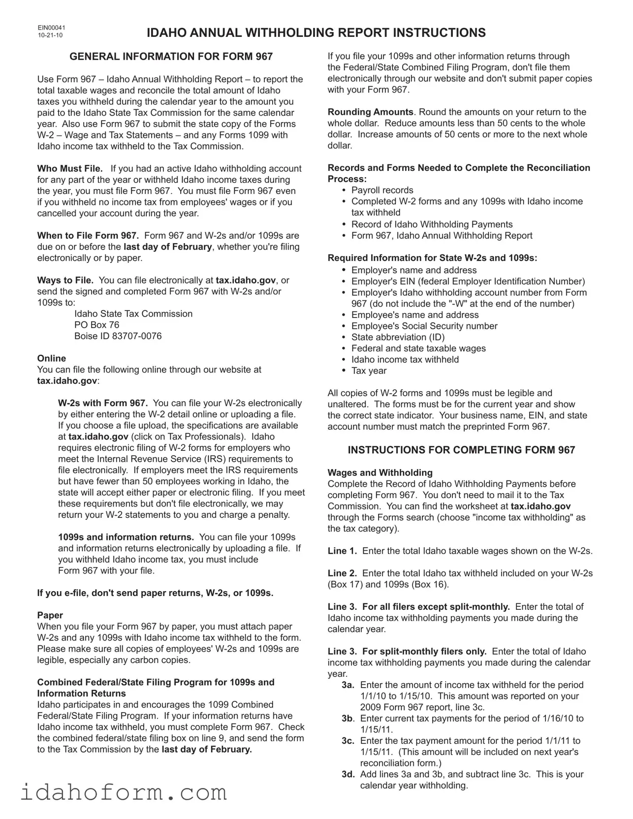 Fillable Idaho 967 Template