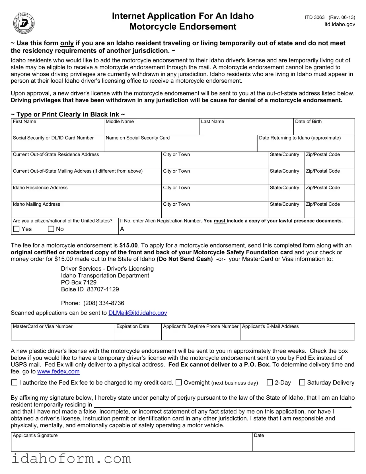 Fillable Itd 3063 Template