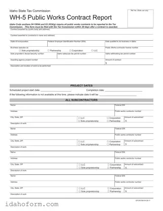 Fillable Idaho Wh 5 Template