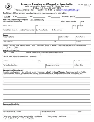 Fillable Itd 3628 Template