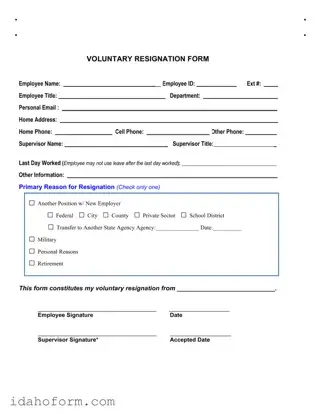 Fillable Voluntary Resignation Template